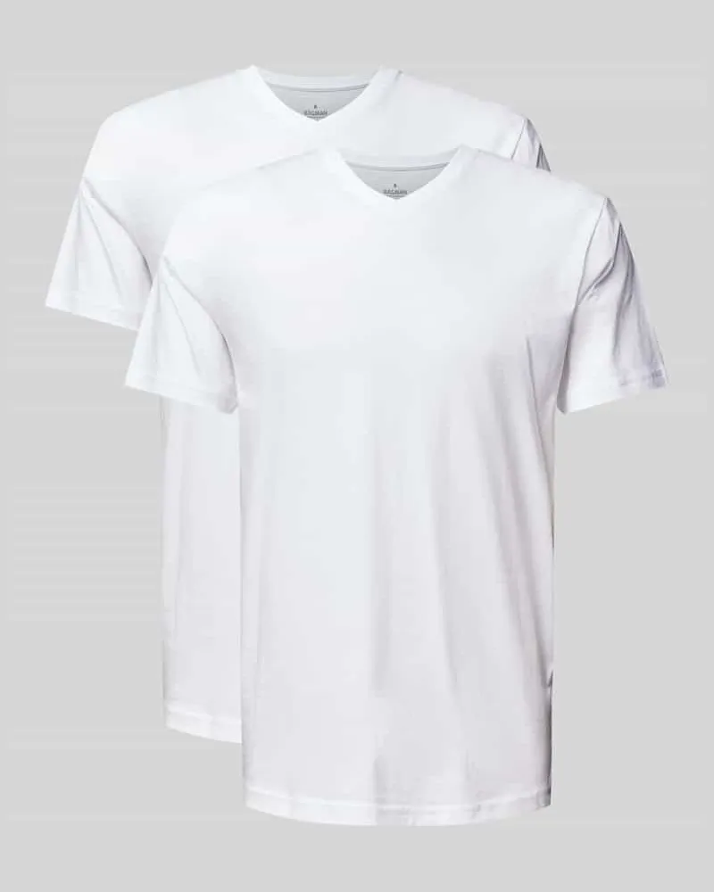 Ragman T-Shirt im 2er Pack mit geripptem V-Ausschnitt 