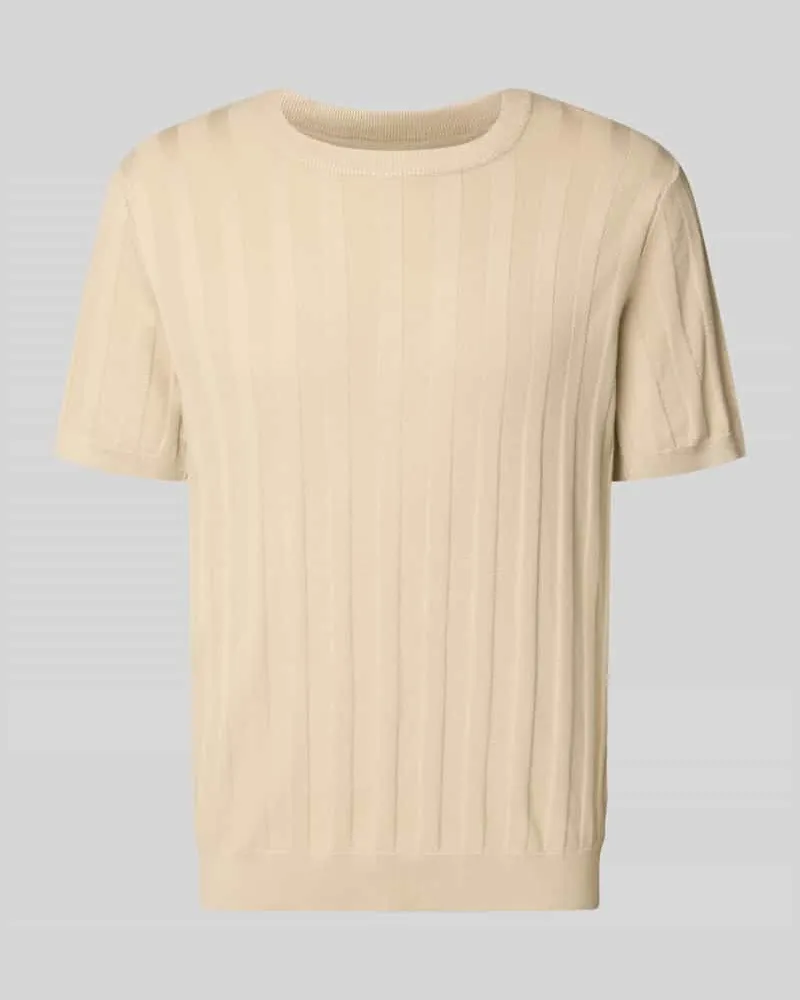 Lindbergh Strickshirt aus Viskose-Mix mit Rundhalsausschnitt Sand
