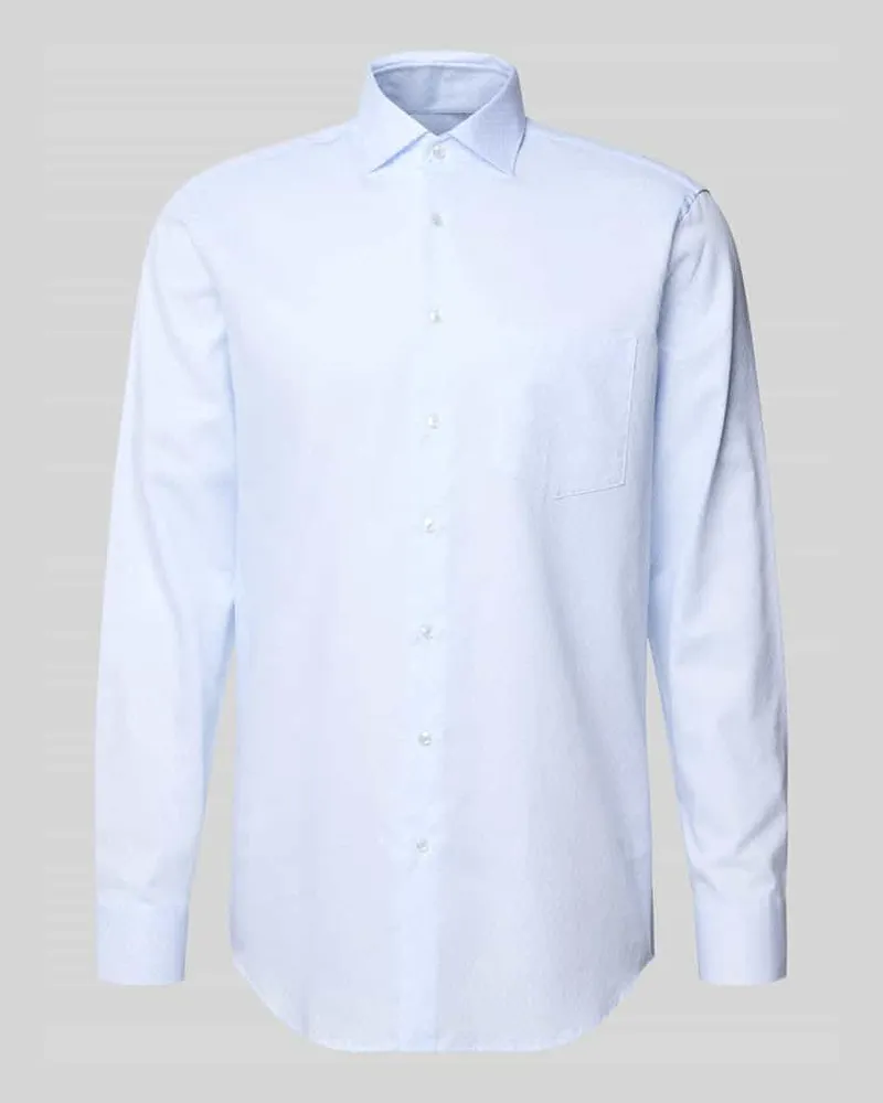 Seidensticker Regular Fit Business-Hemd aus Baumwolle mit Kentkragen Bleu