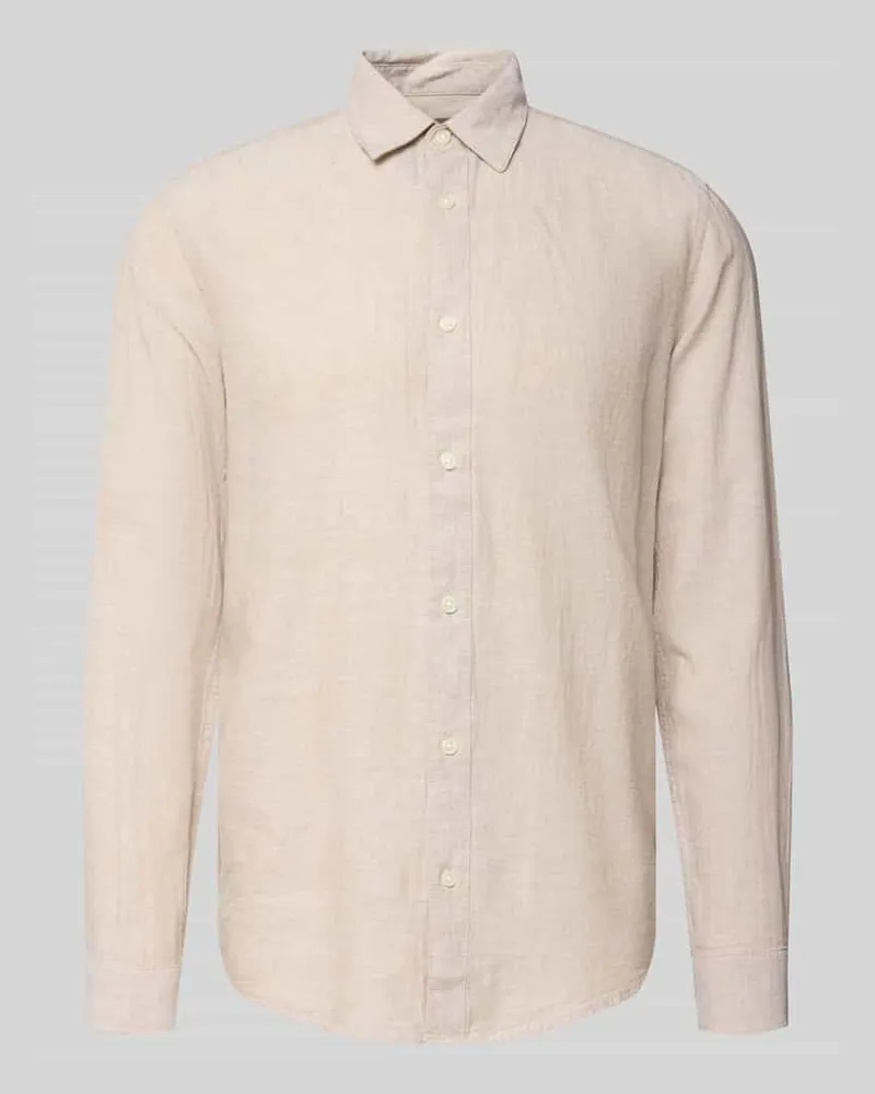 Only & Sons Slim Fit Freizeithemd aus Baumwoll-Leinen-Mix Modell 'CAIDENLS SOLID Beige