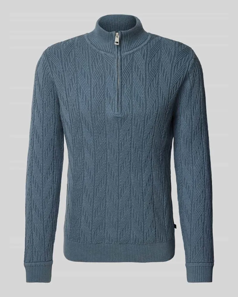 Tom Tailor Regular Fit Troyer aus Baumwoll-Mix mit Zopfstrickmuster 