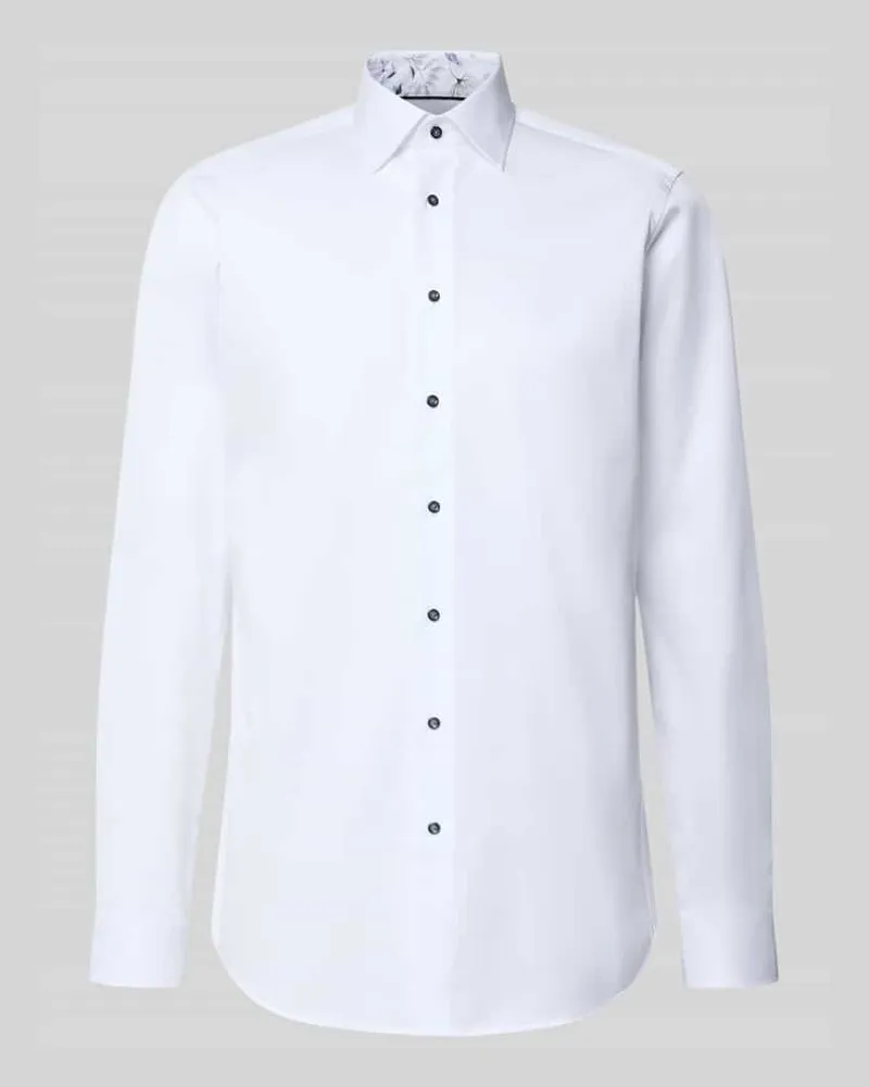 Christian Berg Extralanges Regular Fit Business-Hemd mit Kentkragen Weiss