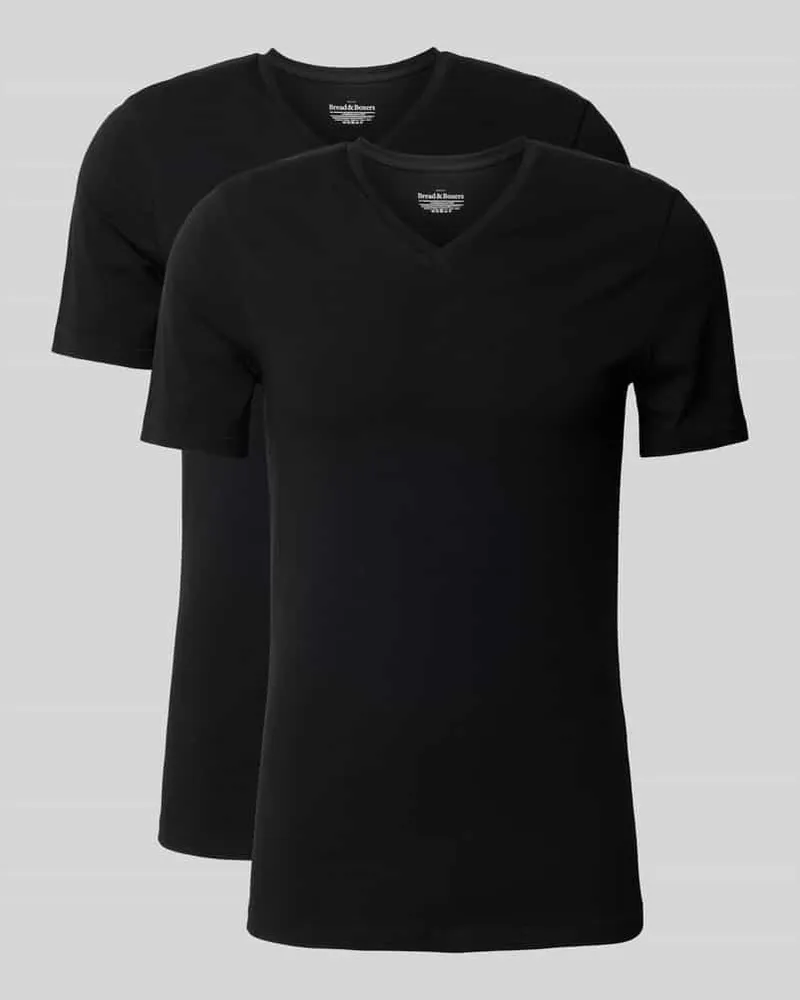 Bread & Boxers T-Shirt mit geripptem V-Ausschnitt 