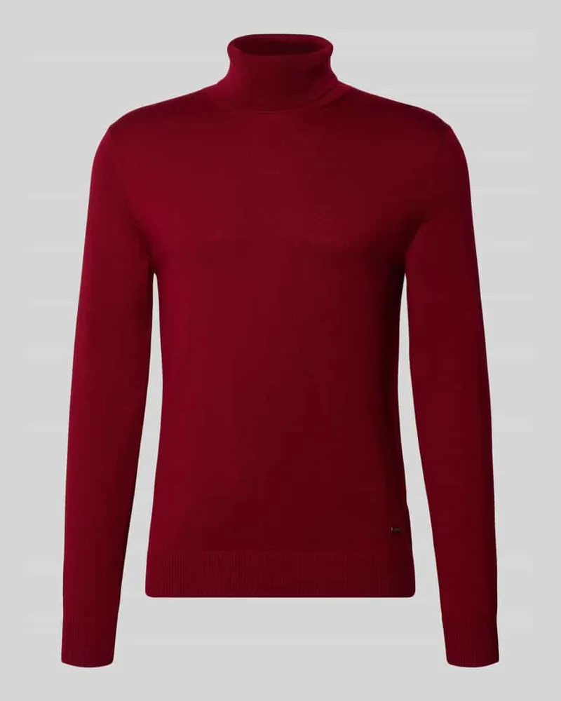 JOOP! Rollkragenpullover aus Schurwolle mit Label-Detail 