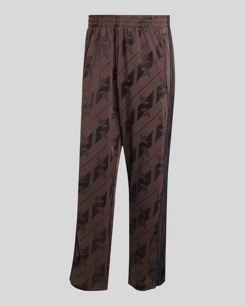 adidas Relaxed Fit Sweathose mit Allover-Logo-Print Dunkelbraun