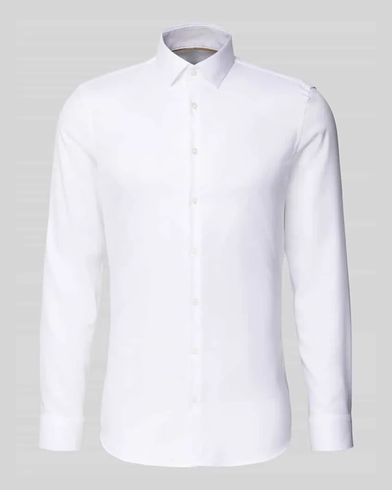 JAKE*S Super Slim Fit Businesshemd mit Kentkragen Weiss
