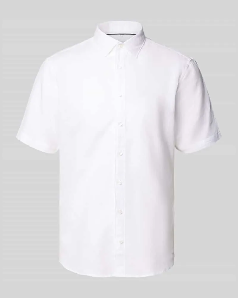 JAKE*S Slim Fit Leinenhemd mit Knopfleiste 