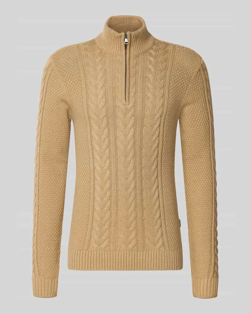 Blend Strickpullover mit Reißverschluss Modell 'BASIM Beige