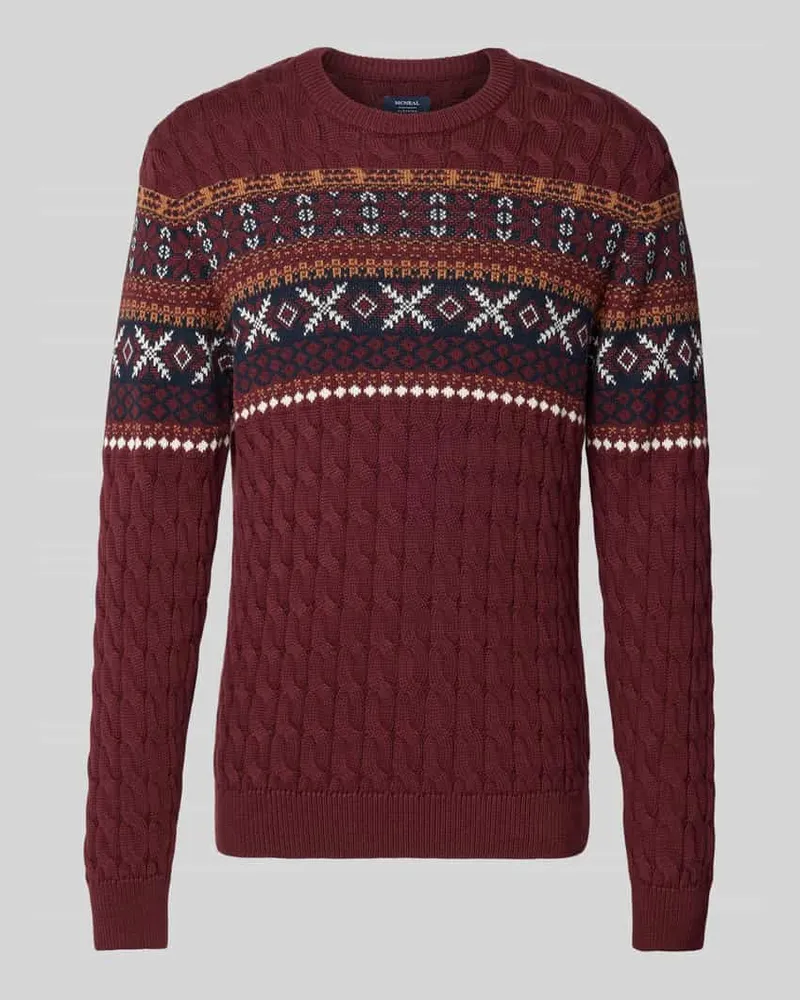 McNeal Strickpullover mit gerippten Abschlüssen Bordeaux