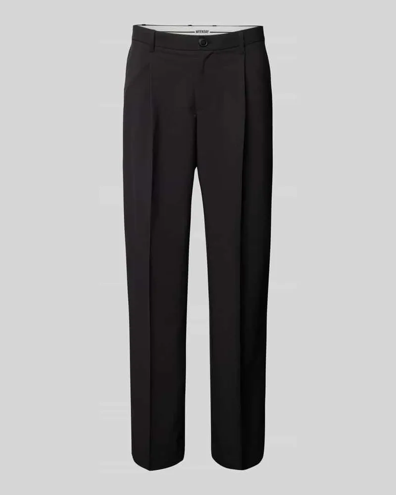 Weekday Loose Fit Bundfaltenhose mit Gürtelschlaufen Black