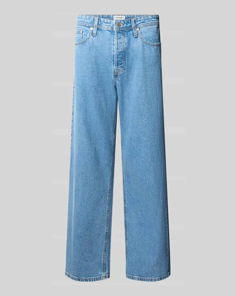 Jack & Jones Straight Fit Jeans aus reiner Baumwolle Modell 'Ted Jeansblau