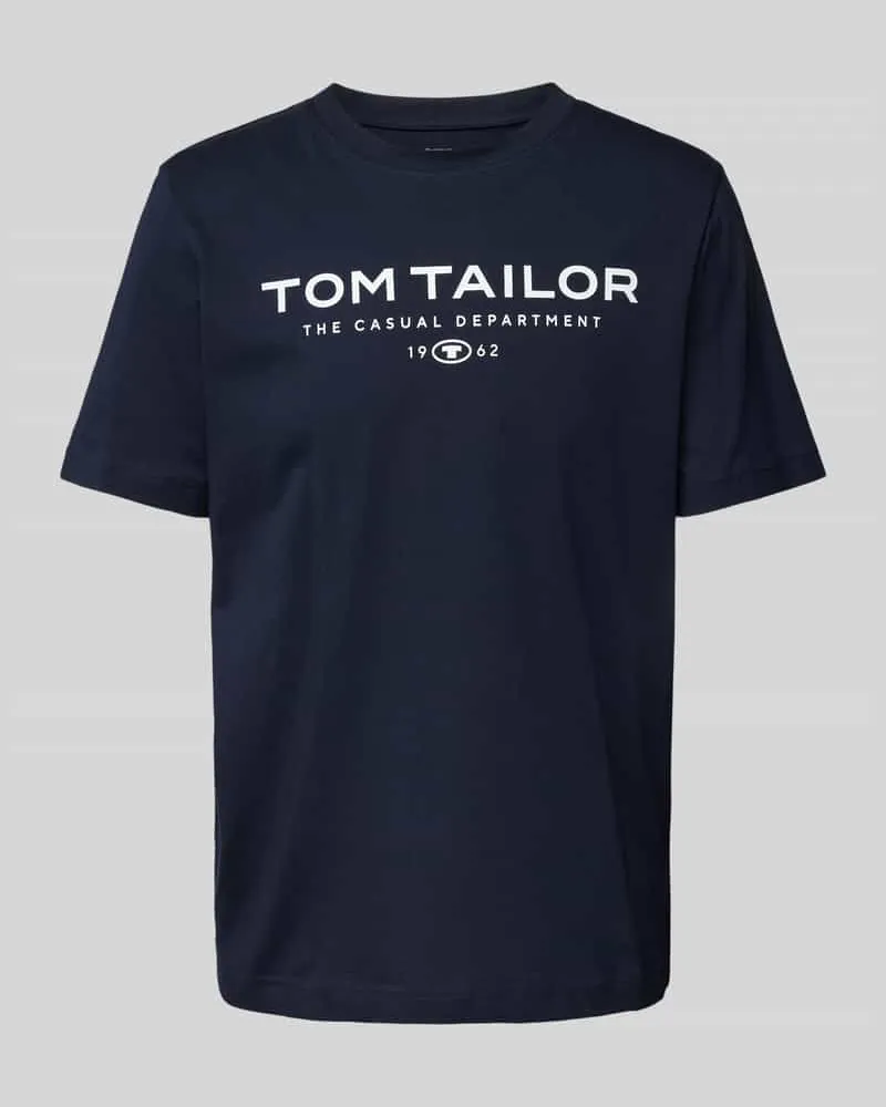 Tom Tailor Regular Fit T-Shirt aus reiner Baumwolle mit Label Print 