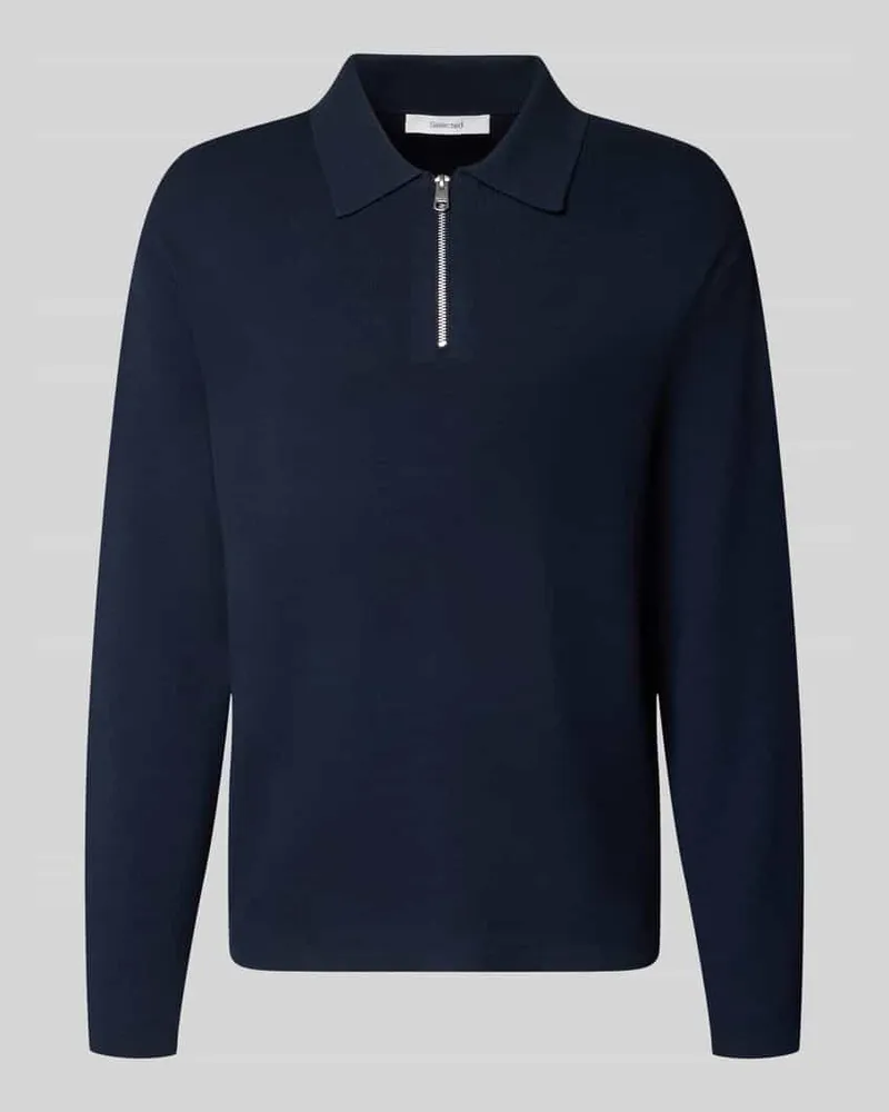 Selected Relaxed Fit Pullover aus reiner Viskose mit halblangem Zipper Blau