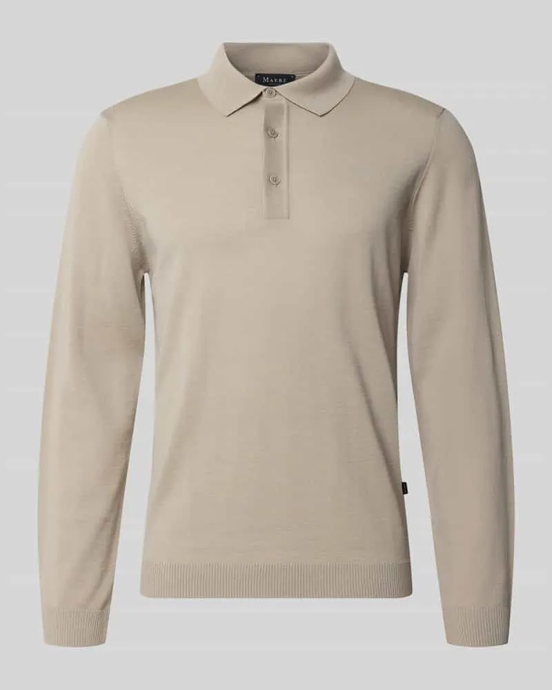 Maerz Regular Fit Strickpullover aus reiner Schurwolle mit Polokragen Offwhite