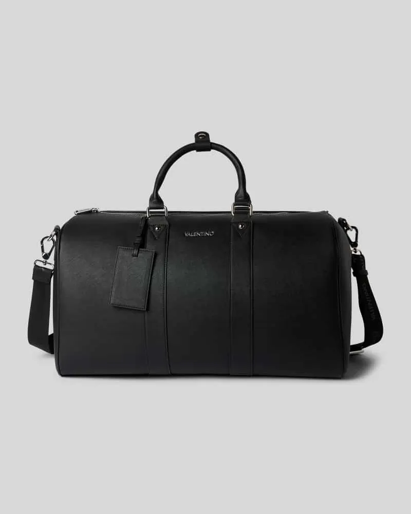 Valentino Bags Weekender mit Logo-Applikation in Leder-Optik Black