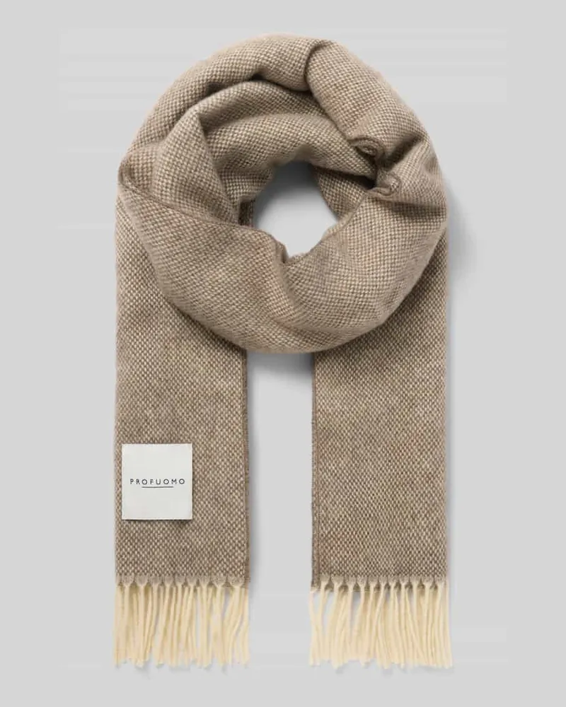 Profuomo Schal mit Label-Detail und Fransen Mittelbraun