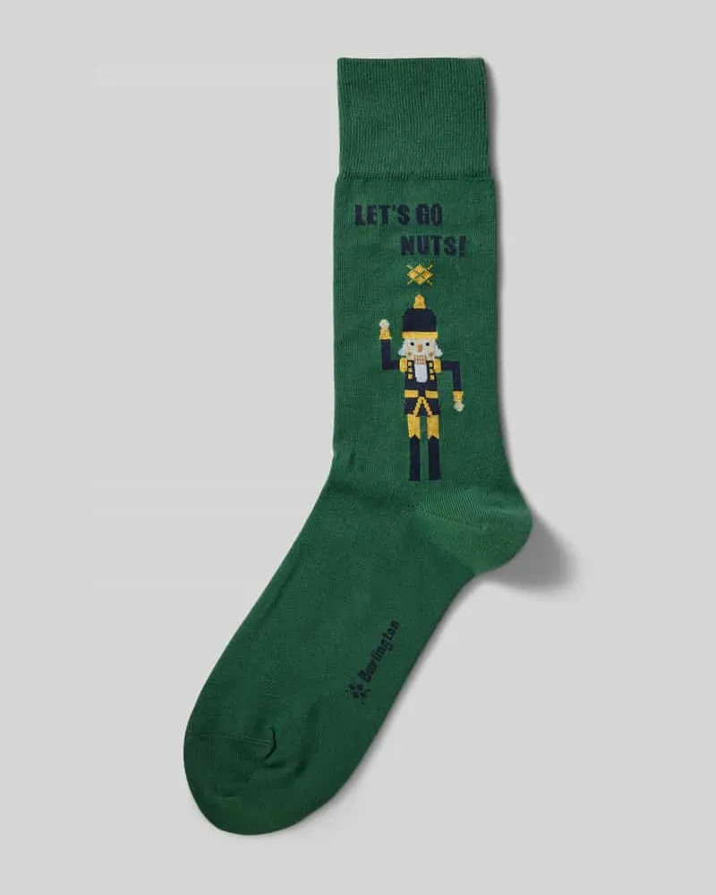 Burlington Socken mit Motiv Modell 'NUTTY NUTCRACKER Gruen