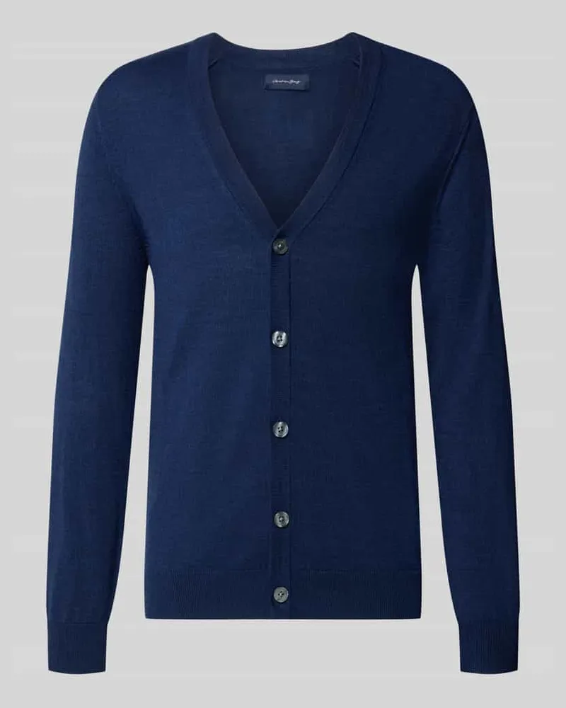 Christian Berg Cardigan aus Woll-Mix mit V-Ausschnitt Dunkelblau