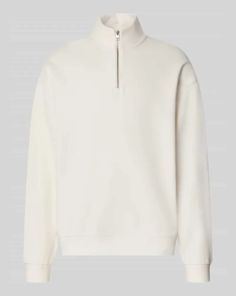 HUGO BOSS Regular Fit Troyer aus Baumwoll-Mix Modell 'Dalizip Weiss