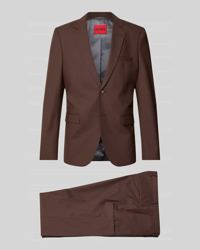 HUGO BOSS Super Slim Fit Anzug aus Woll-Mix Modell 'Hesten Dunkelbraun