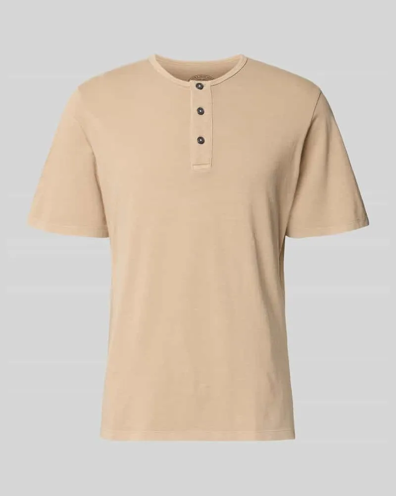 Jack & Jones T-Shirt mit Rundhalsausschnitt und Knopfleiste Beige