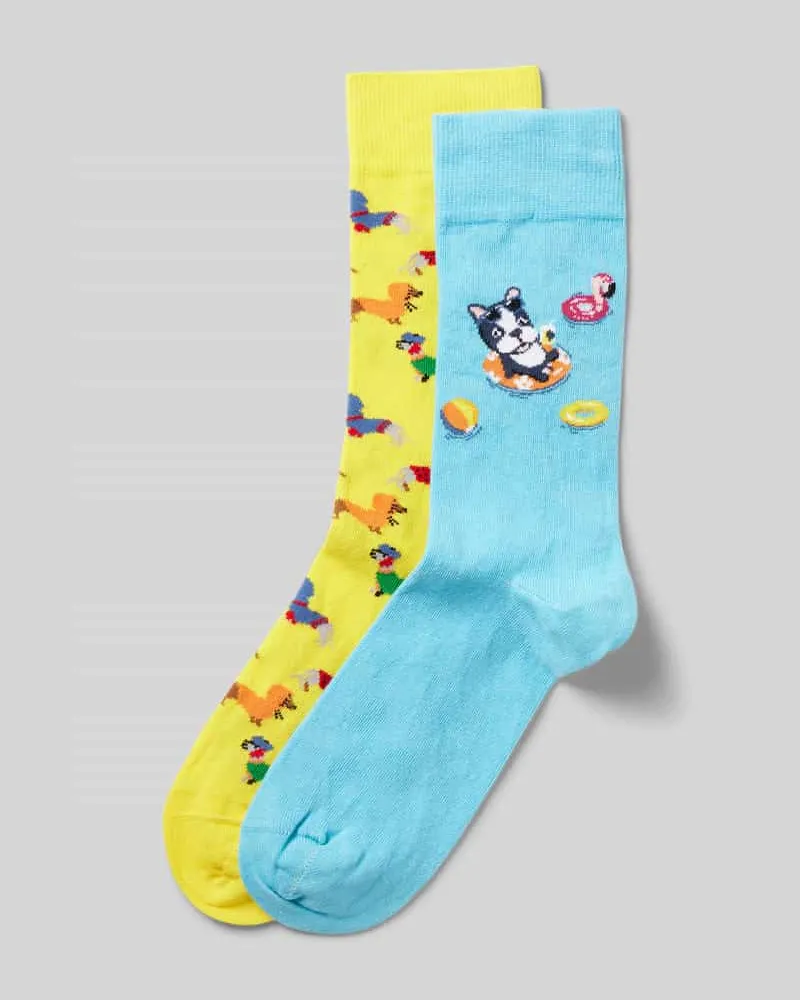 Christian Berg Socken mit Motiv-Stitching im 2er-Pack Tuerkis
