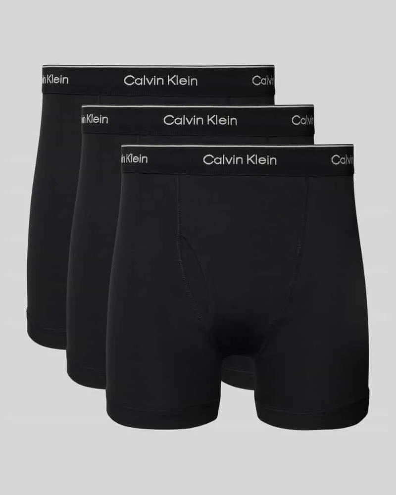 Calvin Klein Trunks mit Label-Bund Modell 'BOXER BRIEF' im 3er-Pack 