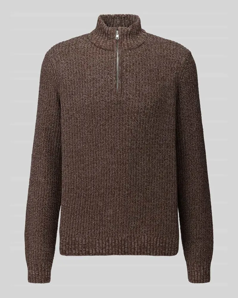 Only & Sons Regular Fit Troyer mit kurzem Reißverschluss Modell 'JOIN Mittelbraun