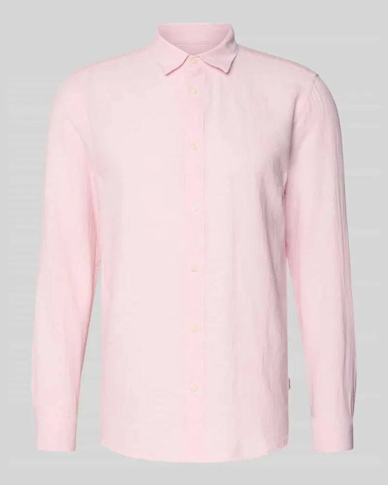 Only & Sons Slim Fit Freizeithemd aus Baumwoll-Leinen-Mix Modell 'CAIDENLS SOLID Rosa