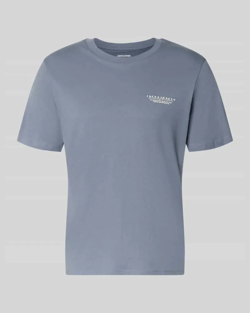 Jack & Jones T-Shirt mit Label-Print und Rundhalsausschnitt Jeansblau