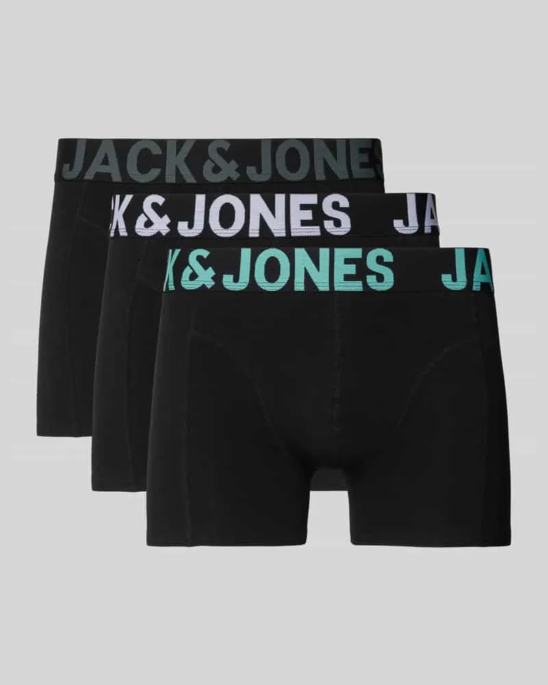 Jack & Jones Trunks mit elastischem Logo-Bund Modell 'ELIAS' im 3er-Pack Black