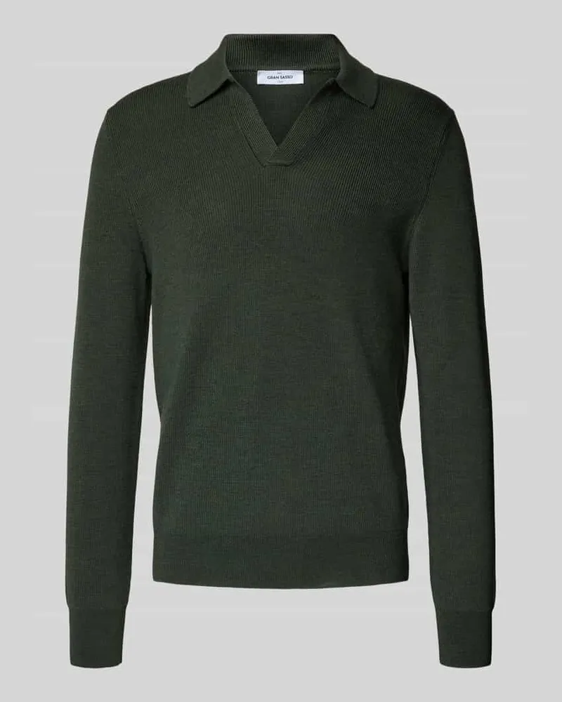 Gran Sasso Strickpullover aus Schurwolle mit Umlegekragen und V-Ausschnitt 