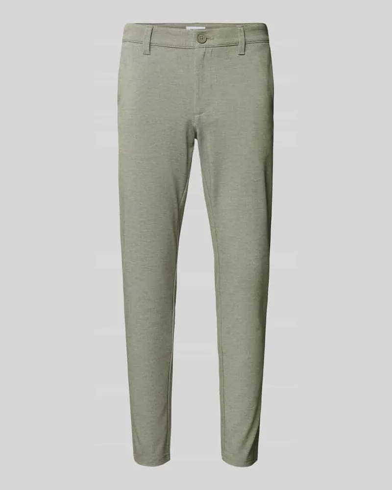 Only & Sons Slim Fit Stoffhose mit Gürtelschlaufen Modell 'MARK Oliv