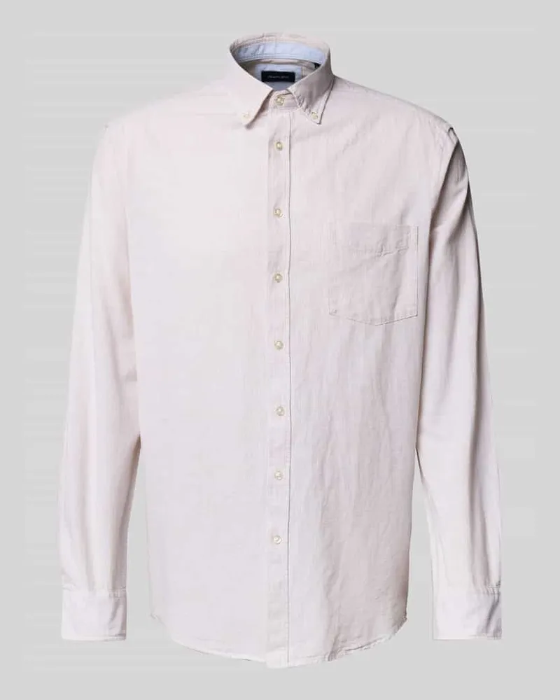 Christian Berg Regular Fit Freizeithemd aus Baumwoll-Mix mit Leinen-Anteil Sand