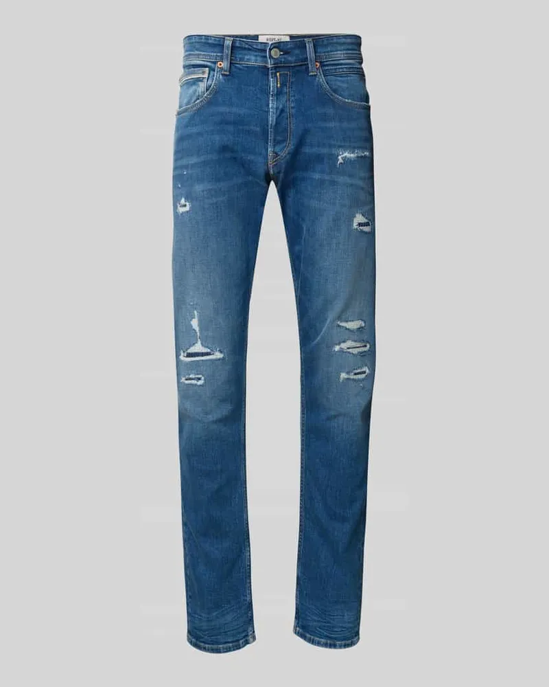 Replay Straight Fit Jeans mit Destroyed-Look Modell 'GROVER 