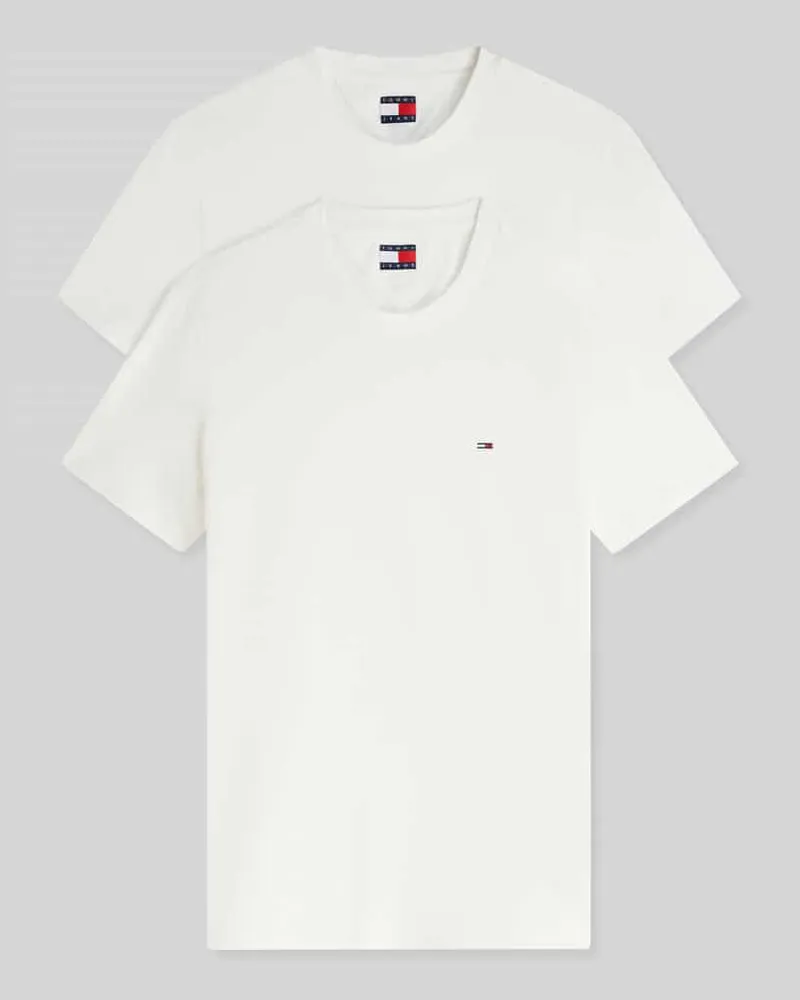 Tommy Hilfiger Slim Fit T-Shirts aus reiner Baumwolle im 2er-Pack Offwhite
