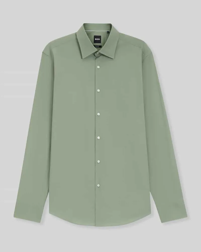HUGO BOSS Regular Fit Businesshemd aus Baumwoll-Mix Gruen