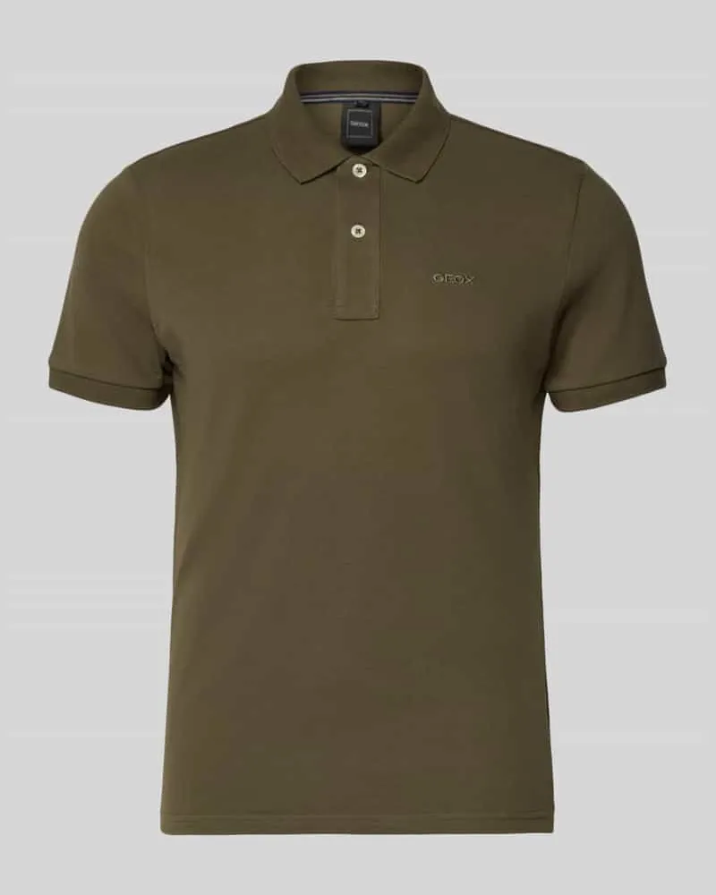 Geox Slim Fit Poloshirt mit Logo-Stitching Oliv