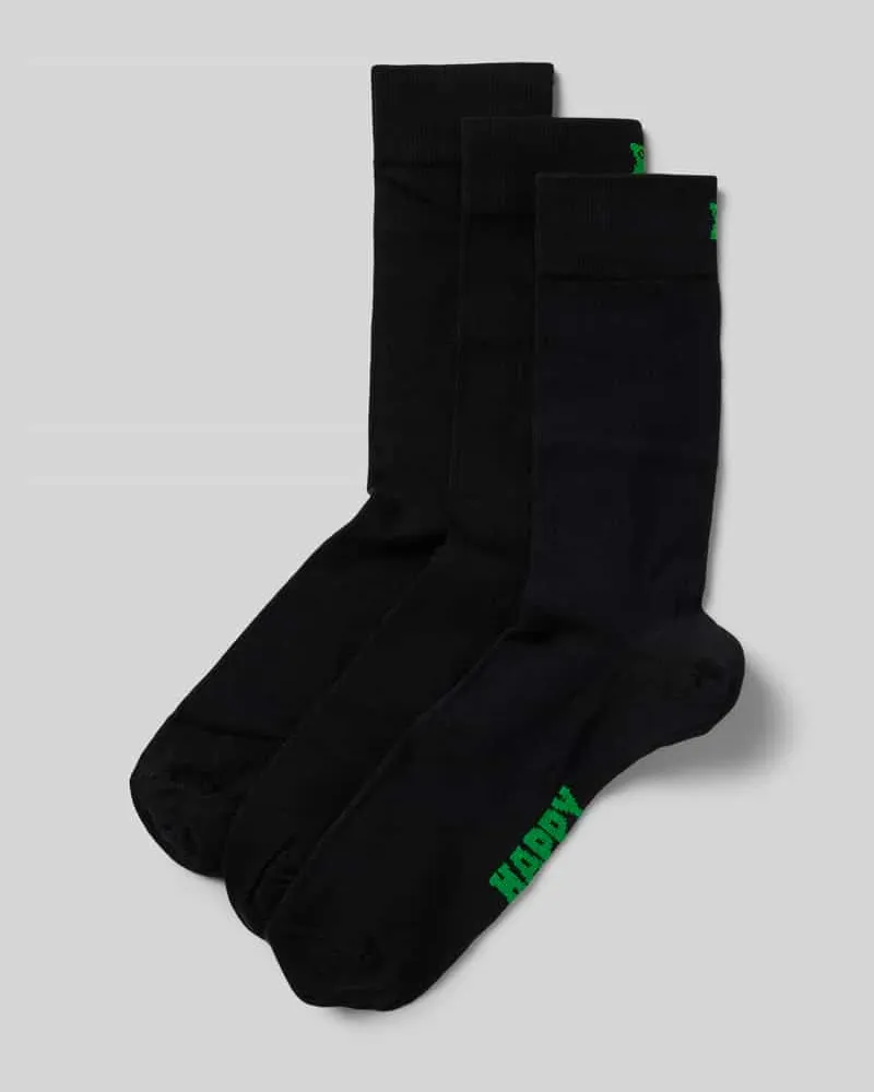 Happy Socks Socken mit Label-Print Modell 'Solid ' im 3er-Pack 