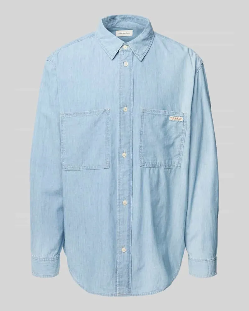 Calvin Klein Regular Fit Jeanshemd mit aufgesetzten Brusttaschen Jeansblau