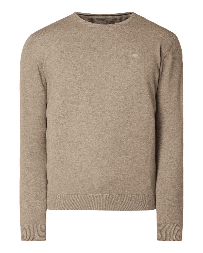 Tom Tailor Pullover aus Baumwolle mit Logo-Stickerei Hellbraun