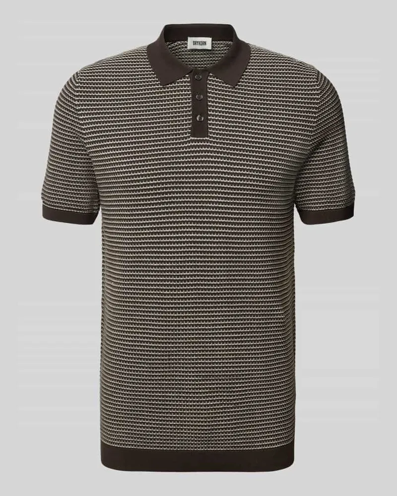 Drykorn Slim Fit Strick-Poloshirt in Two-Tone-Machart Modell 'Triton Dunkelbraun