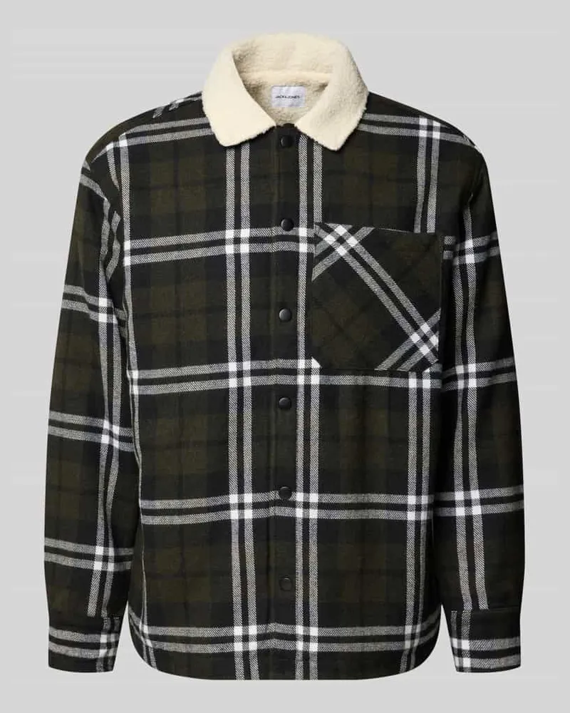 Jack & Jones Regular Fit Hemdjacke mit Teddyfell Modell 'ZAC Oliv