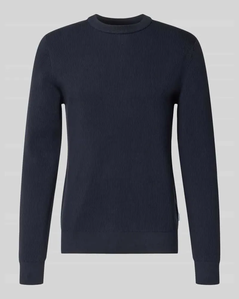 Lindbergh Relaxed Fit Strickpullover mit Rundhalsausschnitt Marine