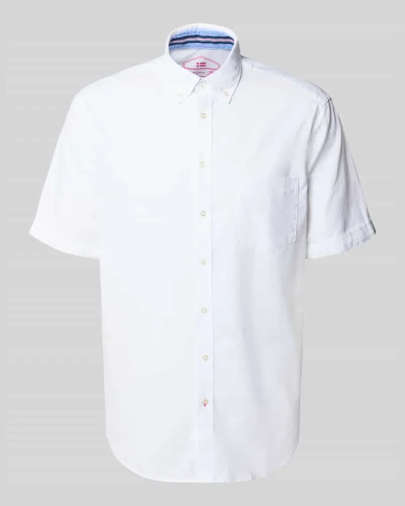 Christian Berg Regular Fit Freizeithemd mit Button-Down-Kragen Weiss
