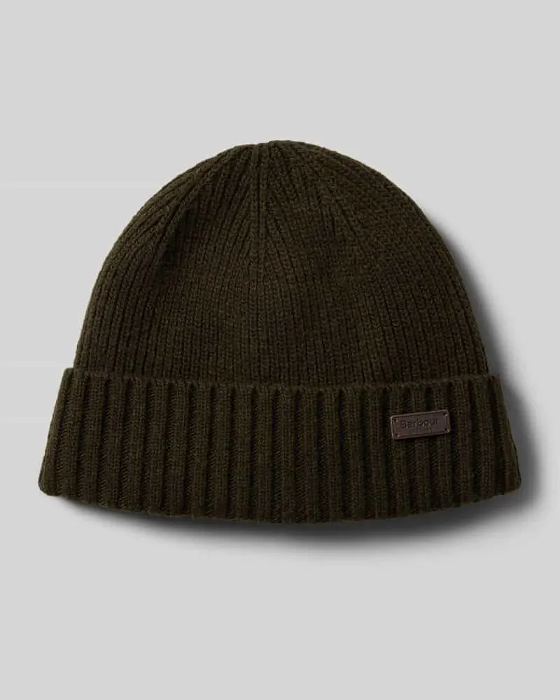 Barbour Beanie aus Woll-Mix Modell 'CARLTON Dunkelgruen