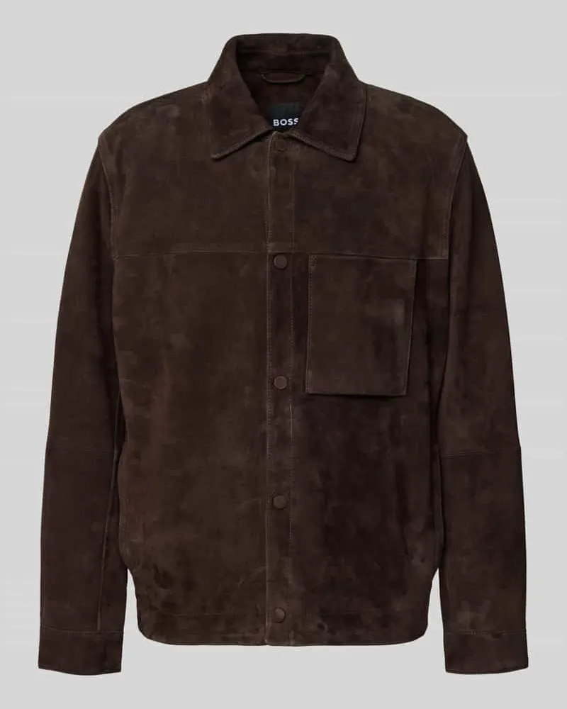 HUGO BOSS Regular Fit Lederjacke aus echtem Ziegenleder Modell 'C-MOLOT Mittelbraun