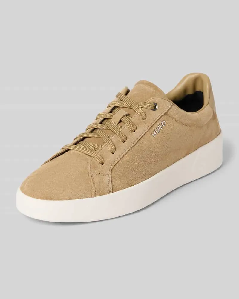 HUGO BOSS Low Top Sneaker aus reinem Veloursleder Modell 'LYDE_TENN Beige