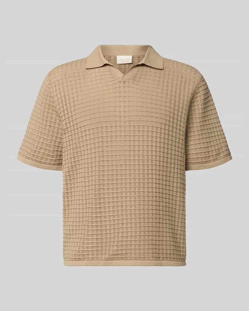 Jack & Jones Regular Fit Poloshirt mit V-Ausschnitt Beige