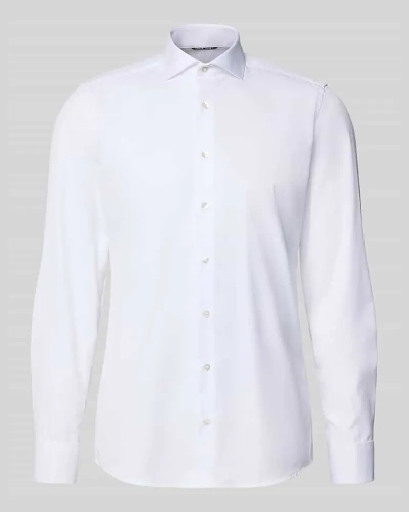 Eterna Slim Fit Business-Hemd mit Knopfleiste Weiss